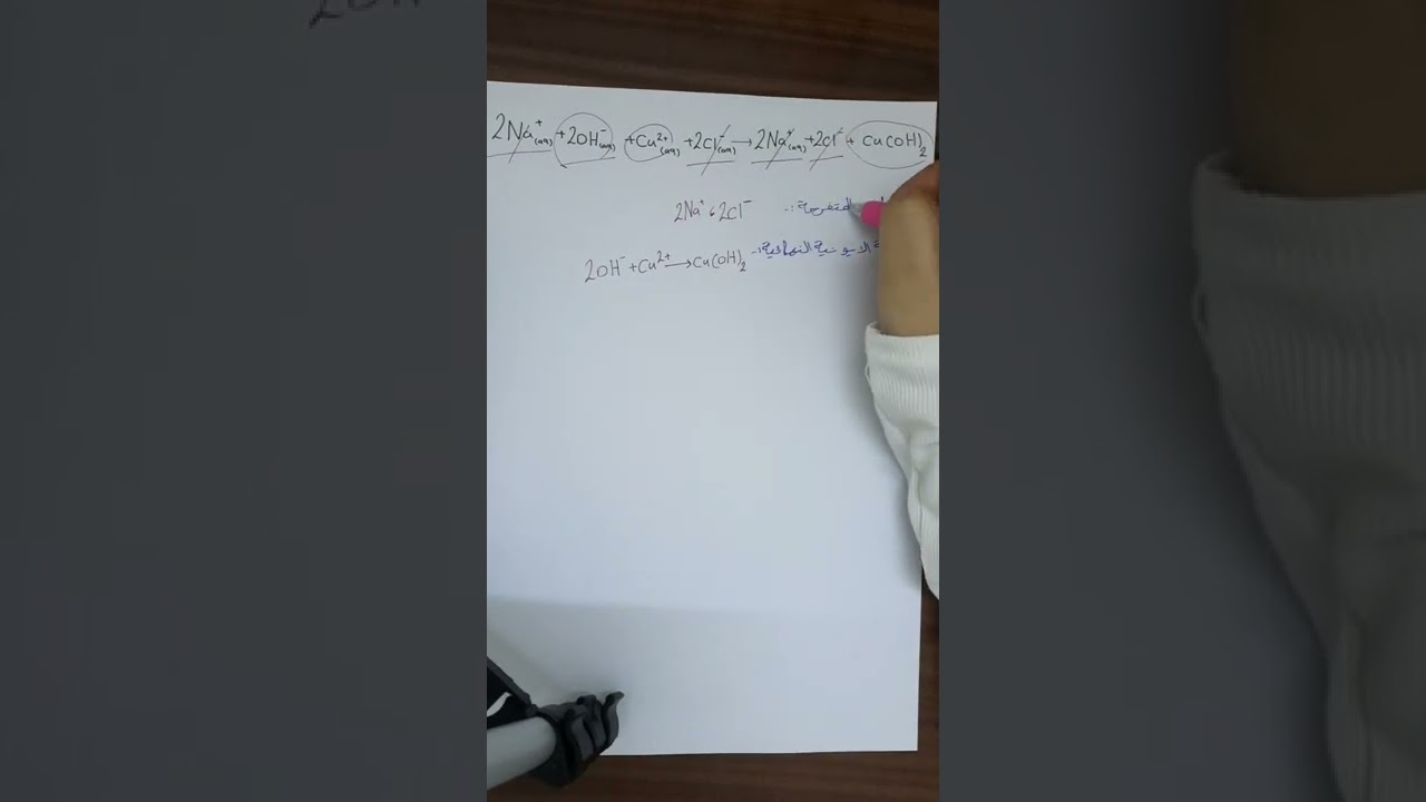 المعادلة الأيونية النهاية و الأيونات المتفرجة كيمياء اول ثنوي الفصل الدراسي الثالث
