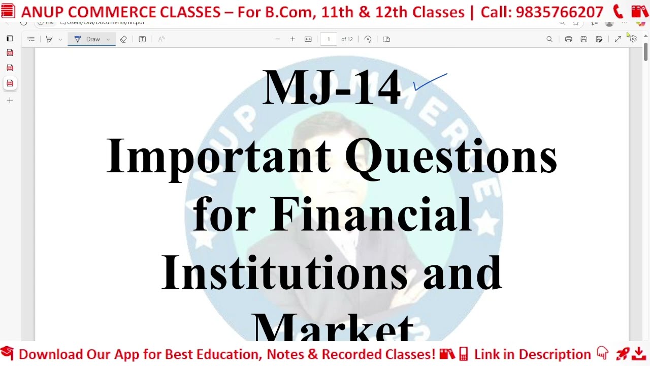 B.Com 2025 Students ध्यान दें! Financial Institutions & Market Ke Top 15 Questions"| Semester 6th|