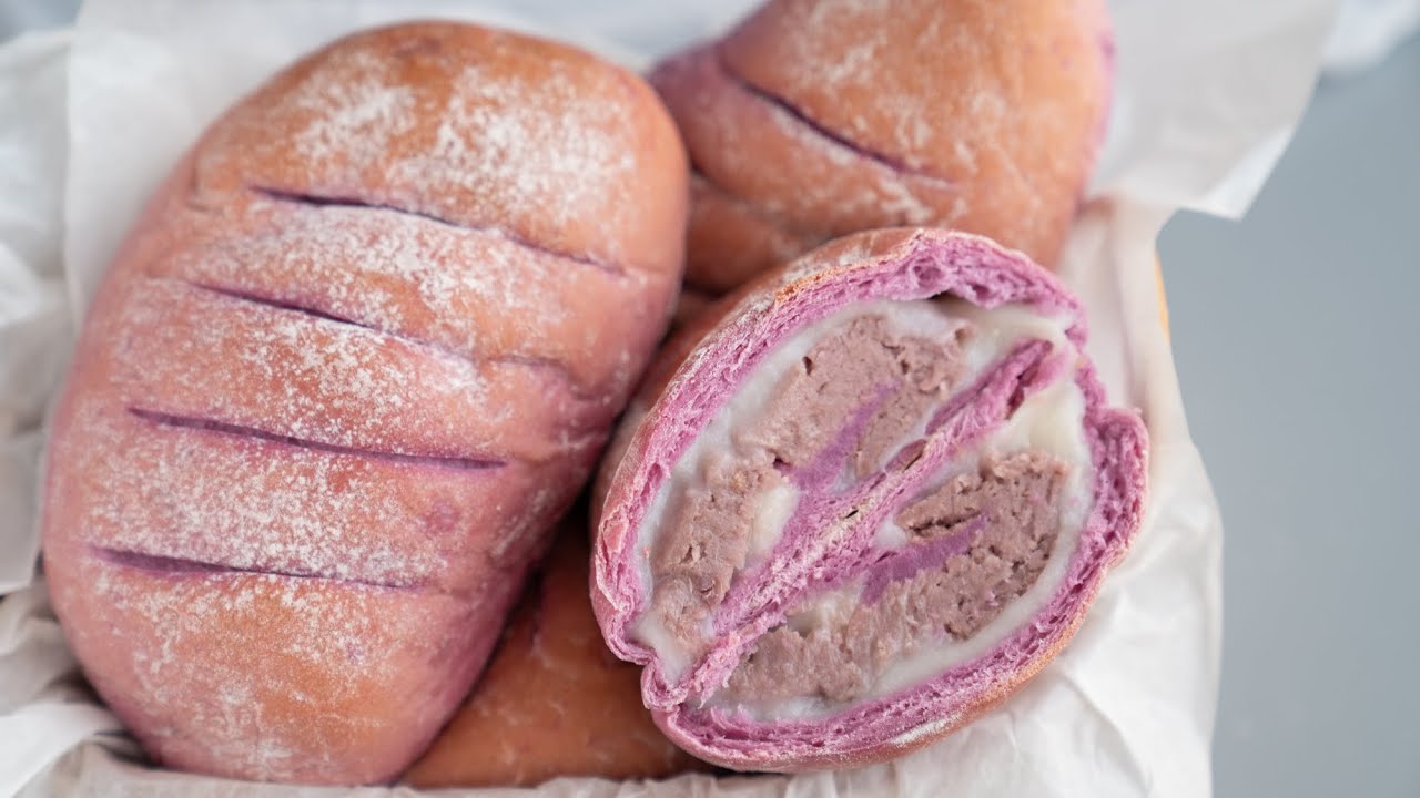 个头大，馅料多，麻薯芋泥软欧包Mochi Taro Artisan Bread