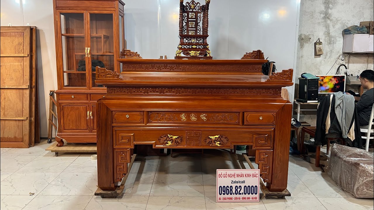 Án Gian Triện Phúc Lộc Thọ Nhị Cấp chân 16 gỗ gụ lào sịn - Đồ Gỗ  Kinh Bắc