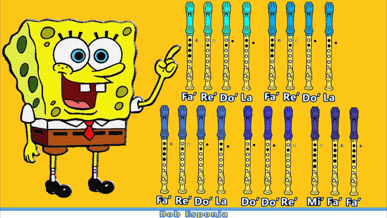 Bob Esponja en Flauta Dulce con Notas