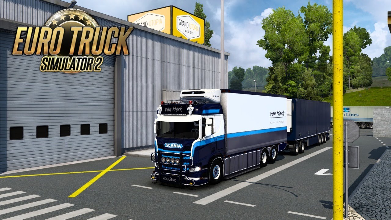 RIJDEN MET EEN DIKKE LZV EN LANGS INDUSTRIETERREIN!? - Euro Truck Simulator 2 Grand Utopia {G29}