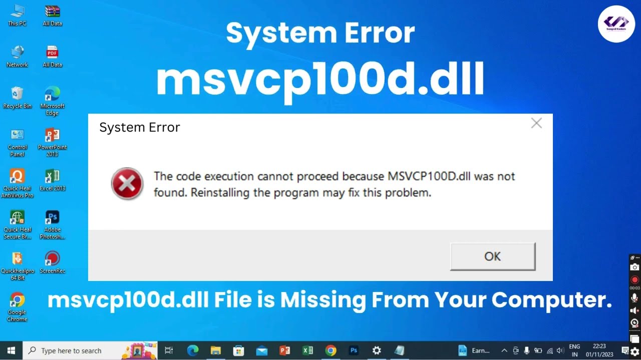 How To Fix msvcp100d.dll Error? #msvcp100ddll #error #errorfix #dll #dlldownload #windows