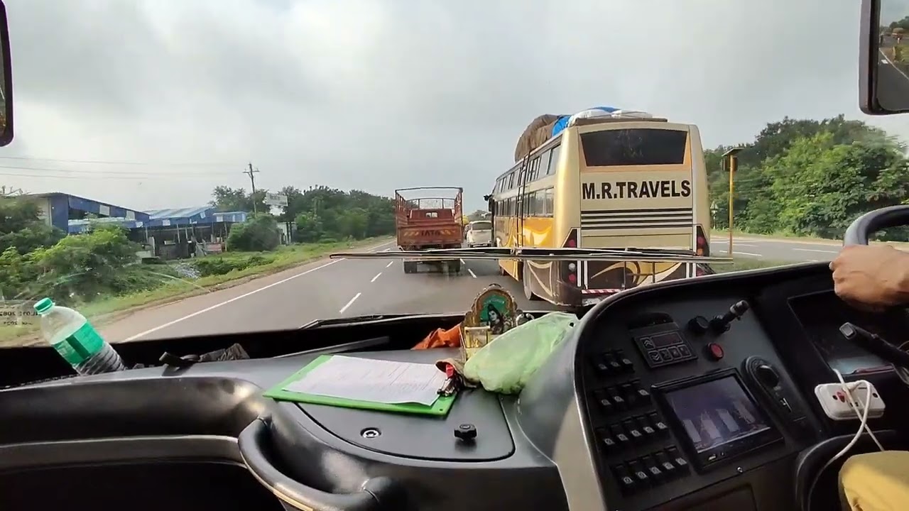 m r travels Volvo b11r bs6 chasing Tata bus Ahmedabad Mumbai highway