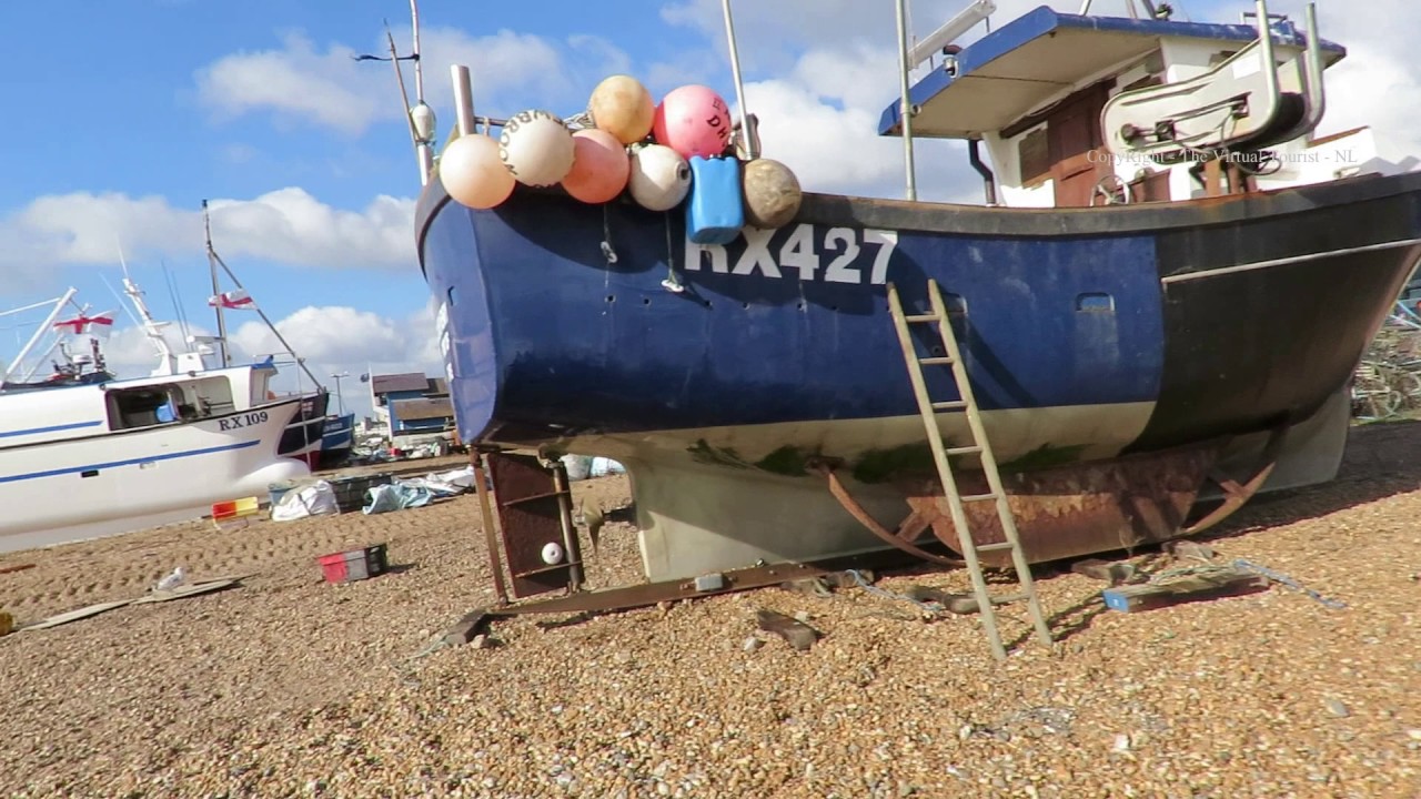 Walk on Hastings Beach in East Sussex England