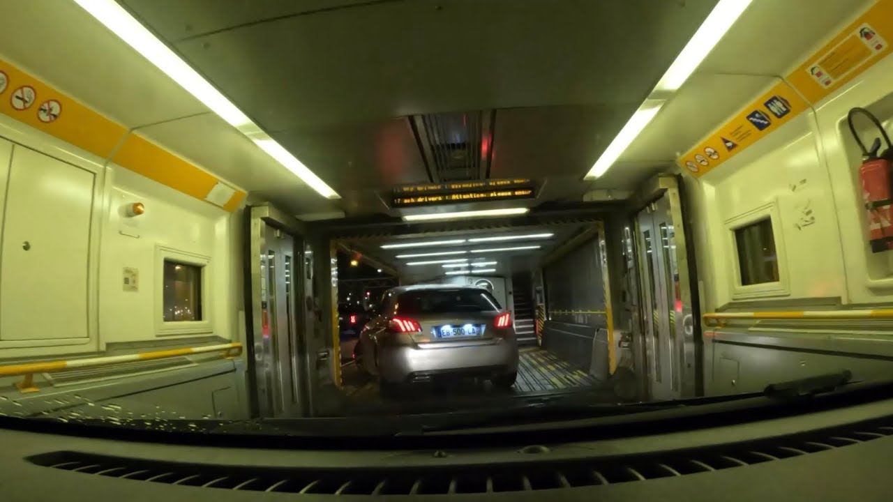Eurotunnel LeShuttle Folkestone - Calais by train POV Drive