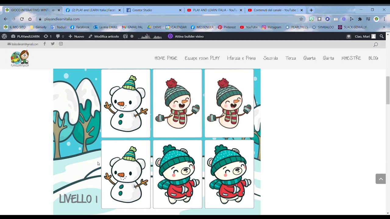 Gioco per bambini Winter memory @PlayAndLearnItalia