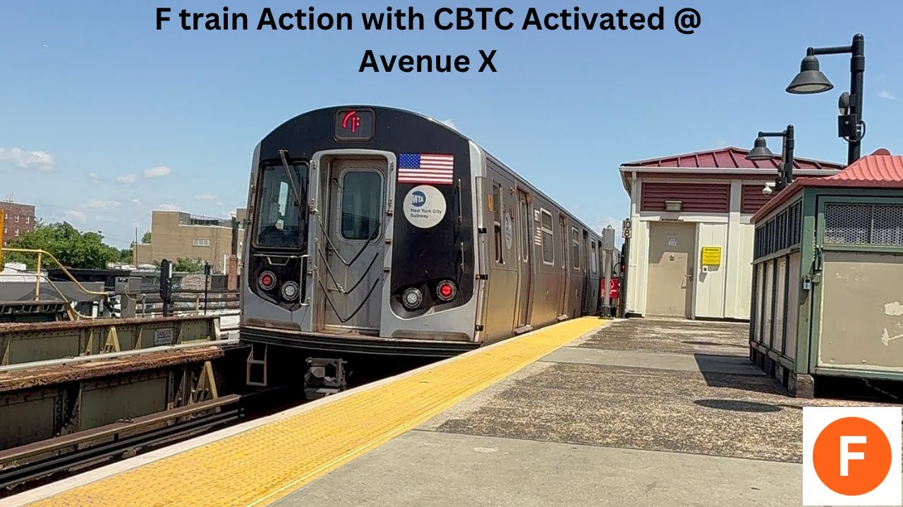 F train Action at Avenue X with CBTC enabled (R160B-Alstom)