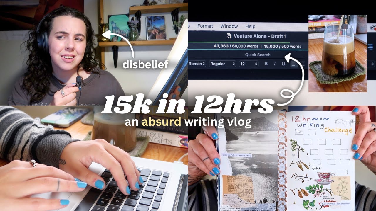 writing vlog 📖✍🏼✨ *writing 15k in 12hrs, writing challenge, #authortube *