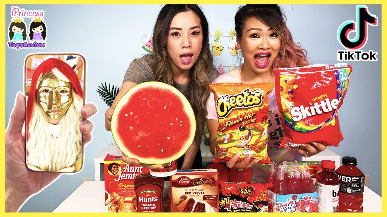 We Only Ate Red Foods for 24 Hours Challenge! TikTok Master Deleted Us!