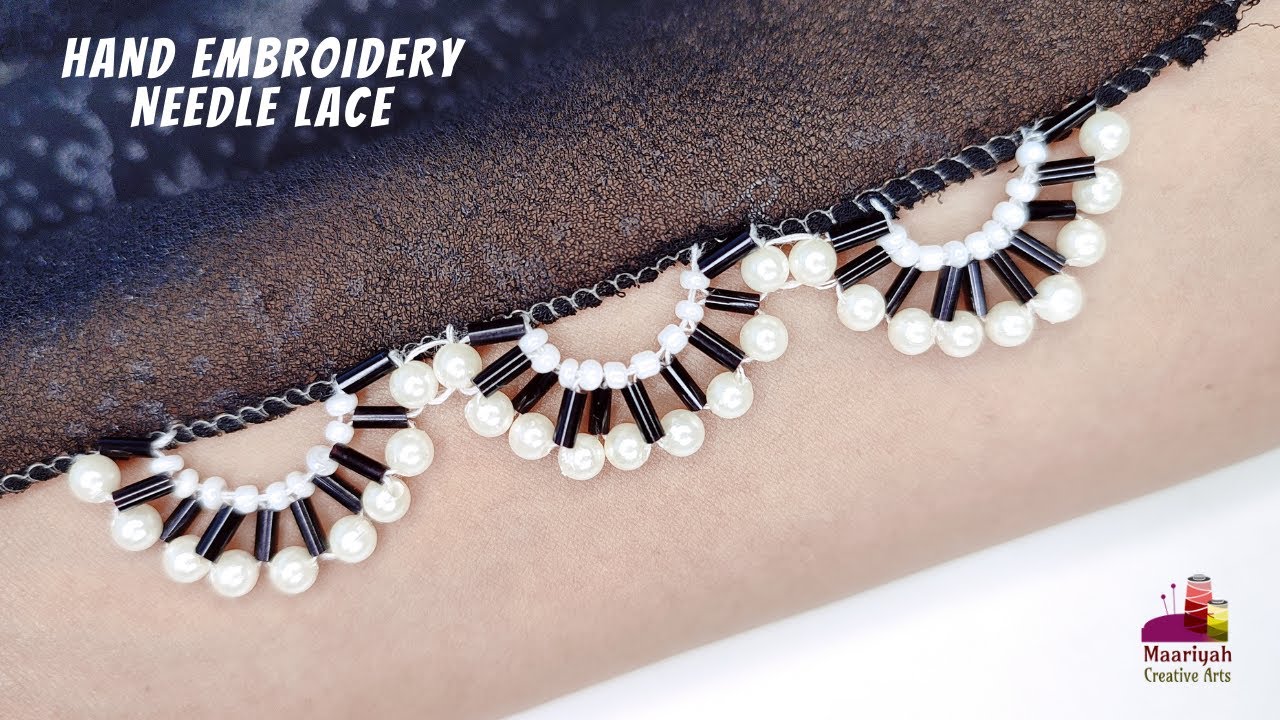Needle Lace | Hand Embroidery With Pipe Beads | Sui Dhage se Lace Banaye | नीडल लेस - 668