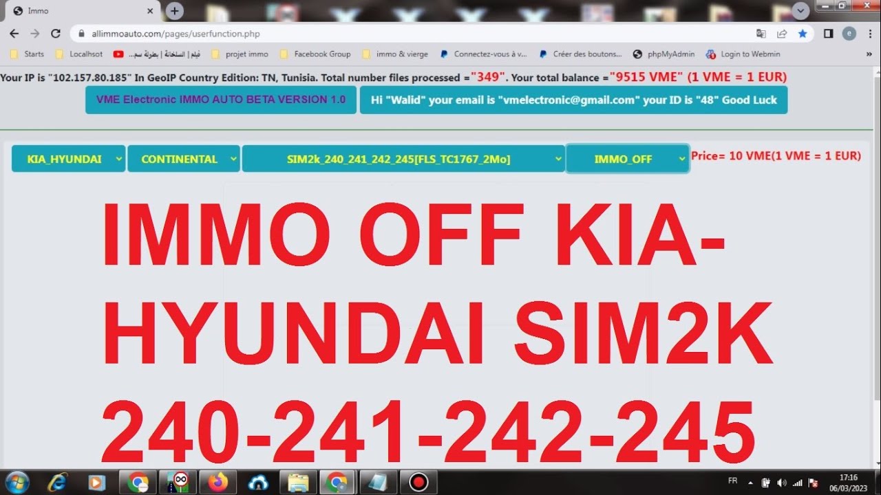 IMMO OFF KIA HYUNDAI CONTINENTAL SIM2K-240-241-242-245