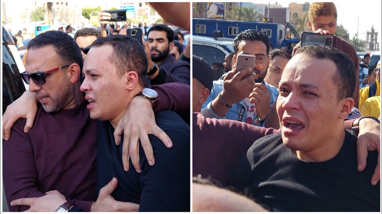 اغماء وبكاء شقيق الفنان مصطفي درويش لحظة إلقاء النظرة الأخيرة عليه ووداعة 