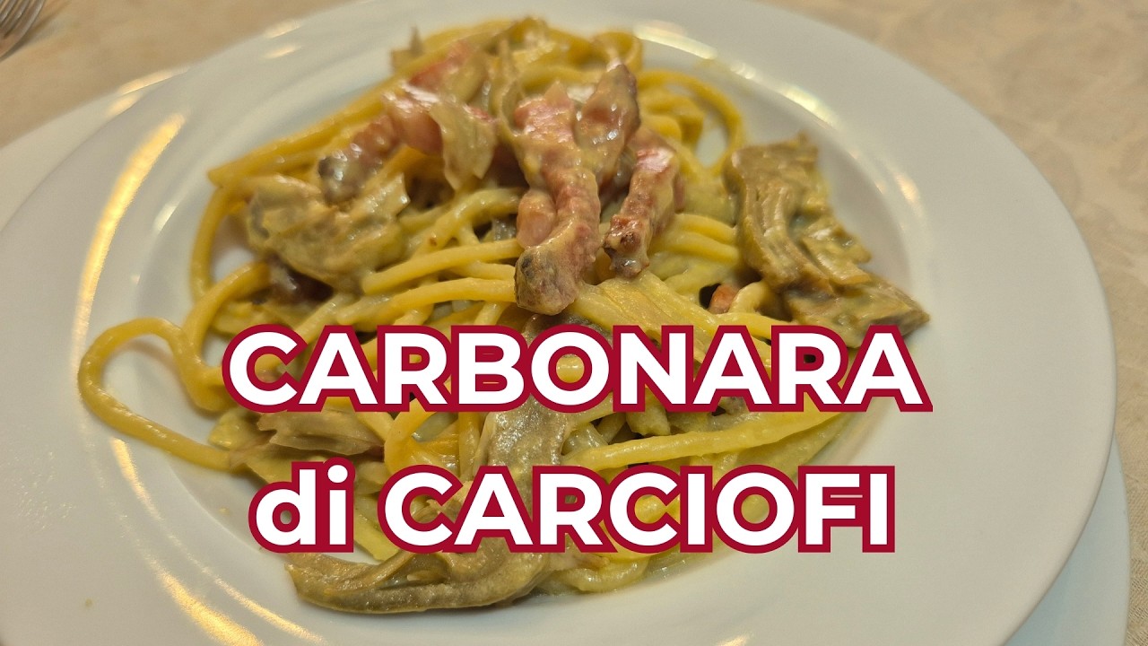 Carbonara di Carciofi. Un piatto super saporito e cremoso. Un grande piatto!