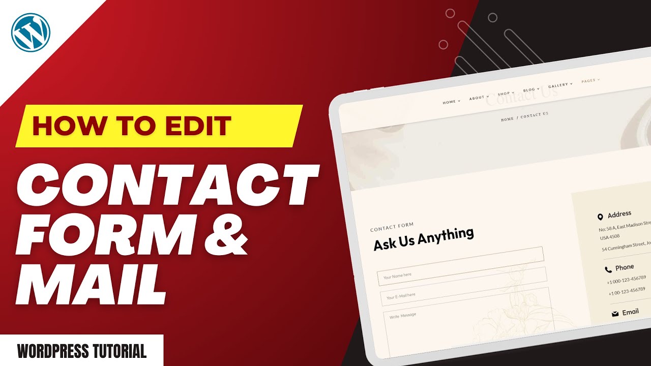 How to edit Contact form and mail | WordPress Tutorial