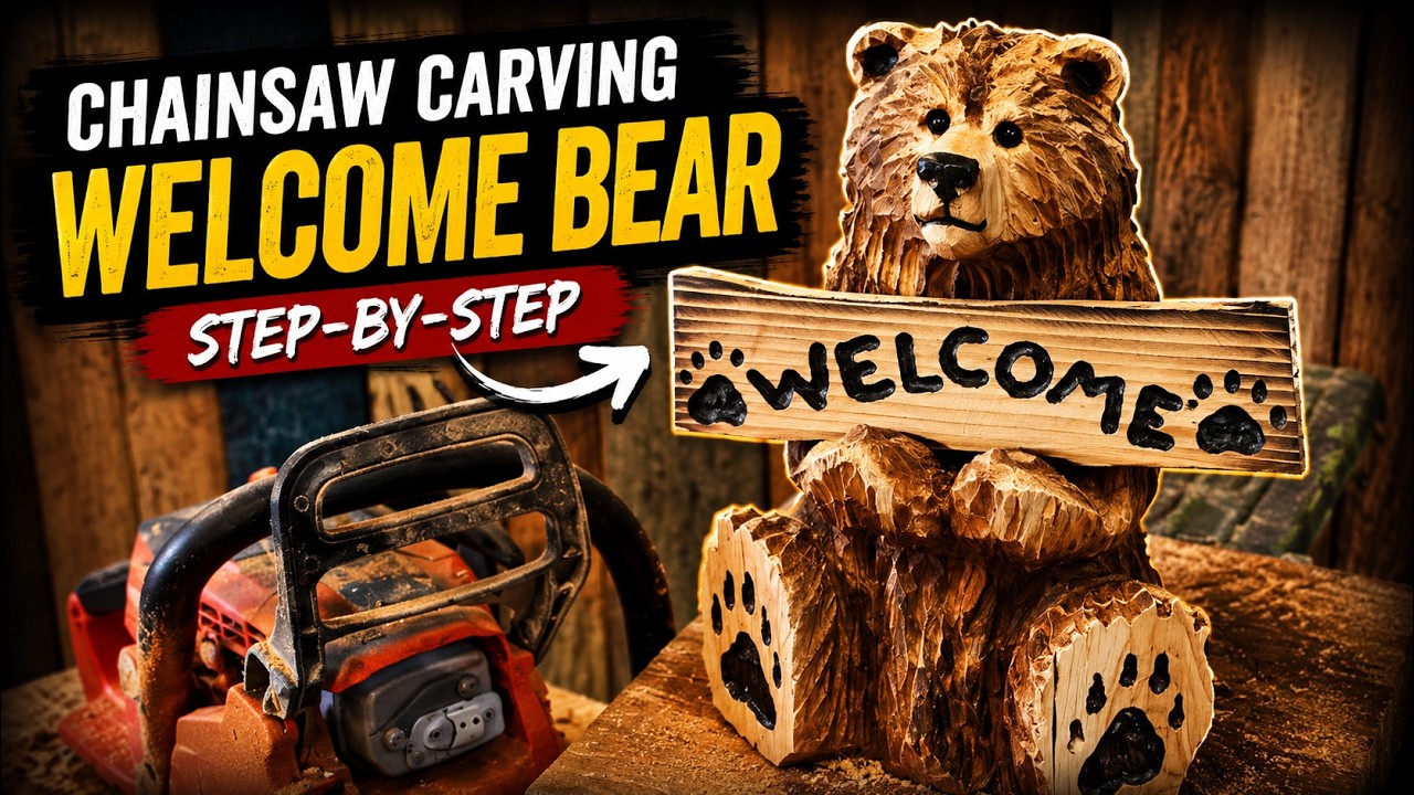 How to chainsaw carve a Welcome Bear