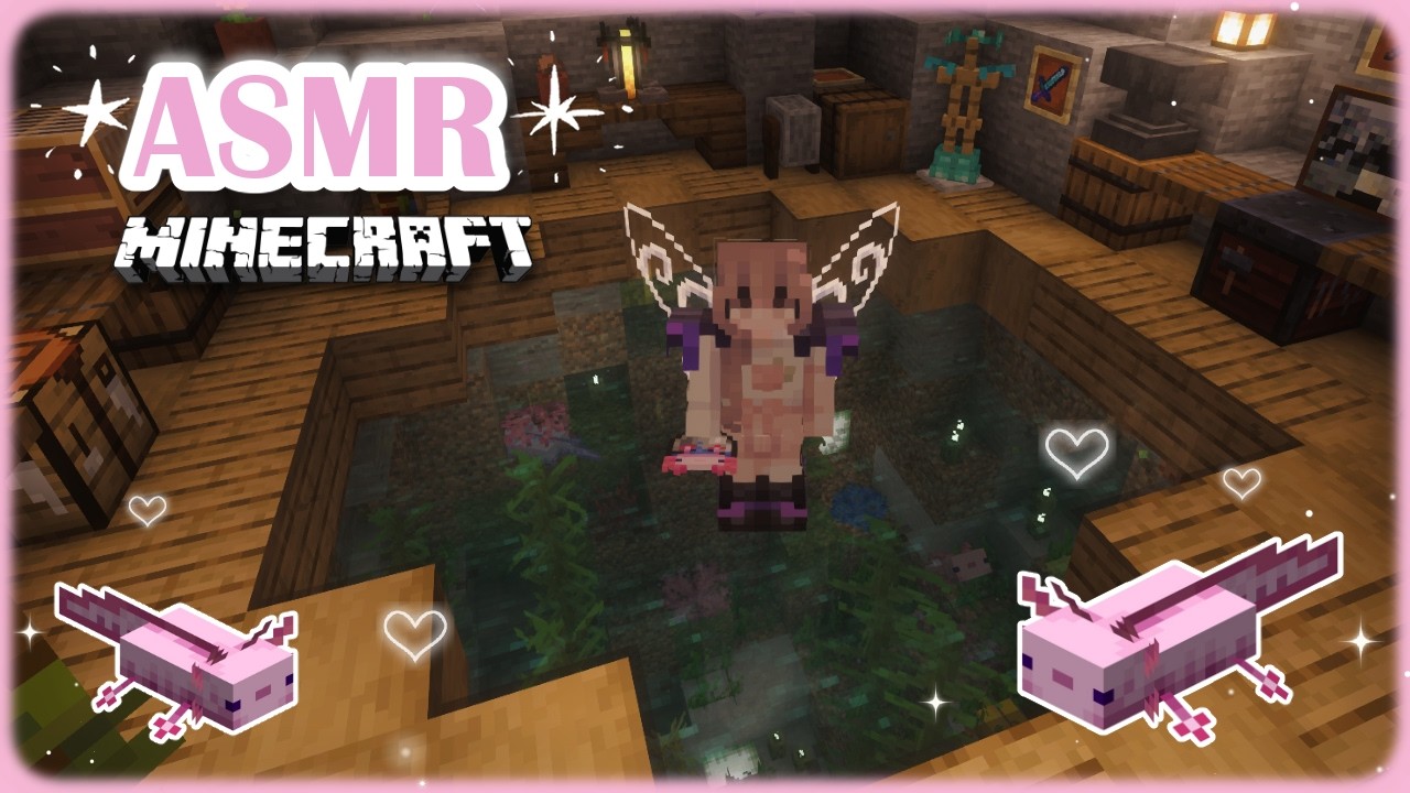 Minecraft ASMR ♡ Axolotl Floor 🌸  | Whispered and Keyboard Sounds ✨