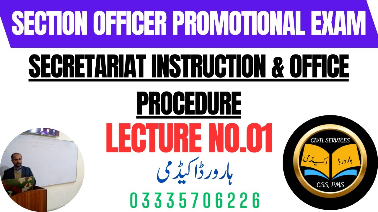 Lecture No.01- Secretariat Instruction & Office Procedure|| SOPE Exam Online Preparation