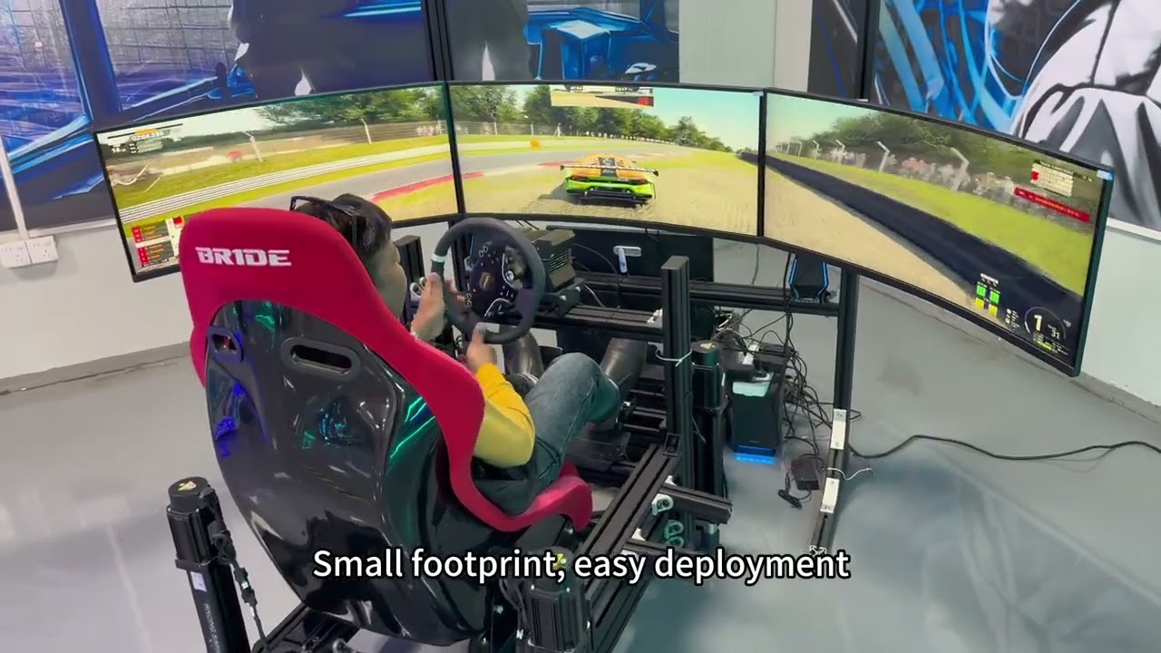 4 dof simulator racing car,with 3 led screen and more than 4 racing games.#racingsimulator 