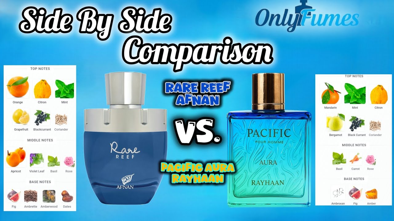 Rare Reef Afnan Vs Pacific Aura Rayhaan #rayhaan #afnan #fragrancereview #fragrance #cologne #scent
