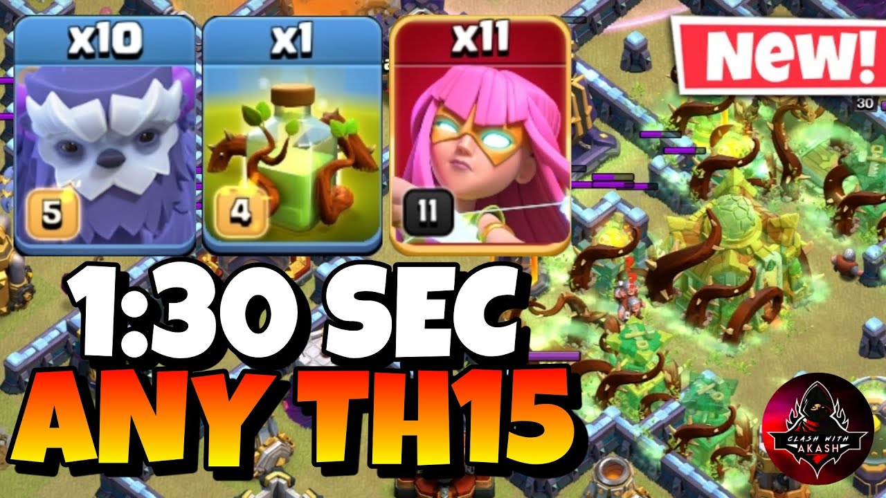TH15 Yeti Super Archer Attack With Overgrowth Spell!! Best TH15 Attack Strategies in Clash of Clans🔥