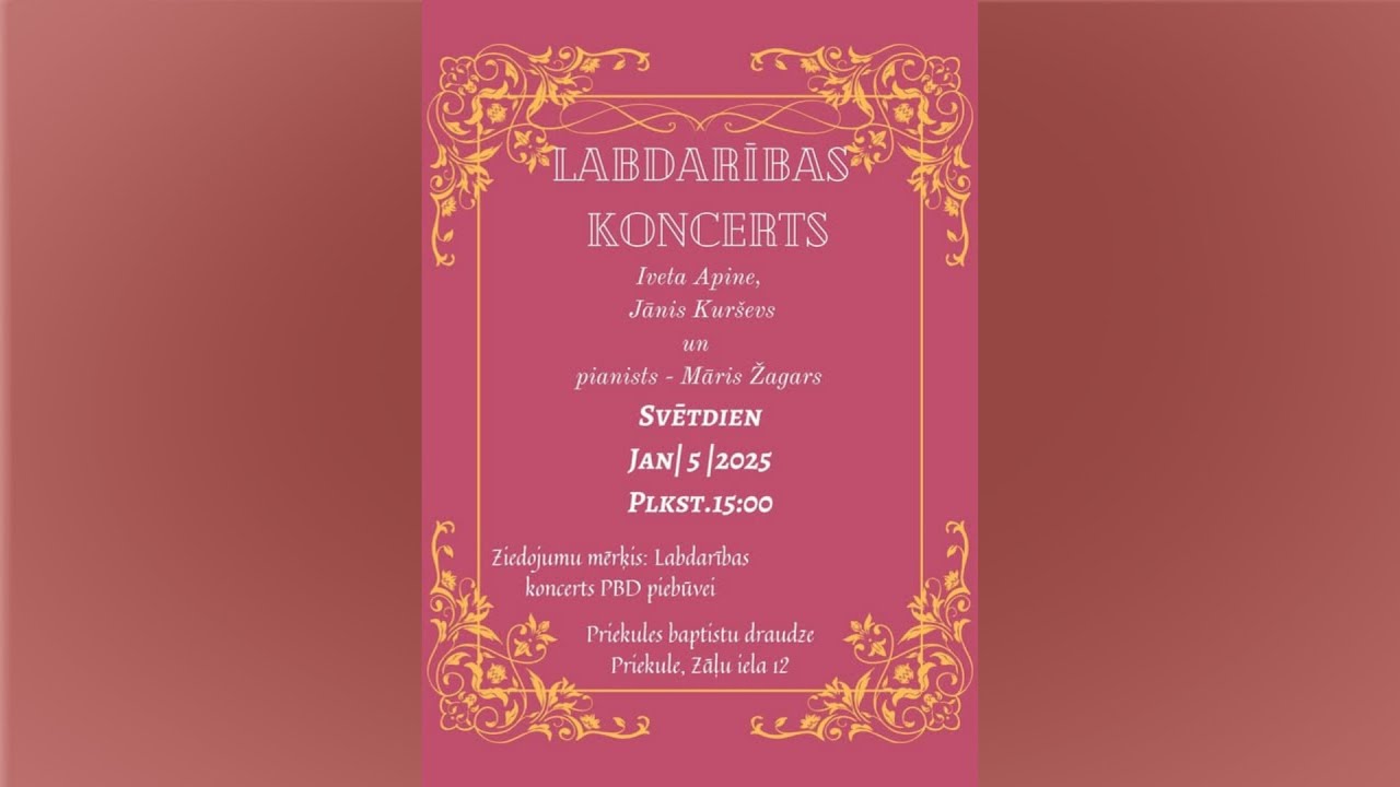 Labdarības koncerts | Iveta Apine & Jānis Kurševs; pianists - Māris Žagars