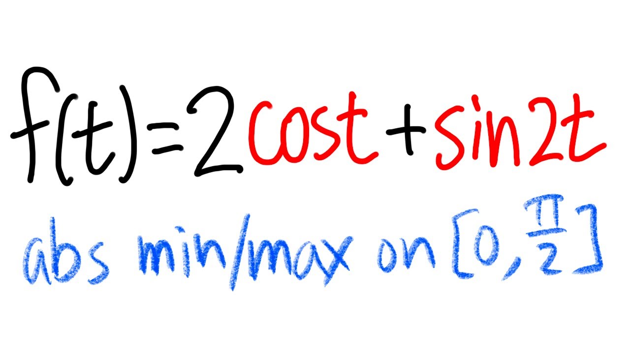 How to find the absolute max and min for 2cos(t)+sin(2t), calculus 1 tutorial