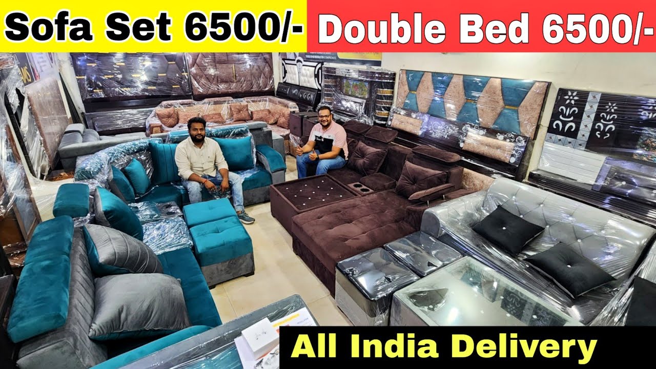 CHEAPEST FURNITURE MARKET DELHI🔥,Double Bed 6000, 5 seater sofa 6500, Almirah 2200, Furniture Market
