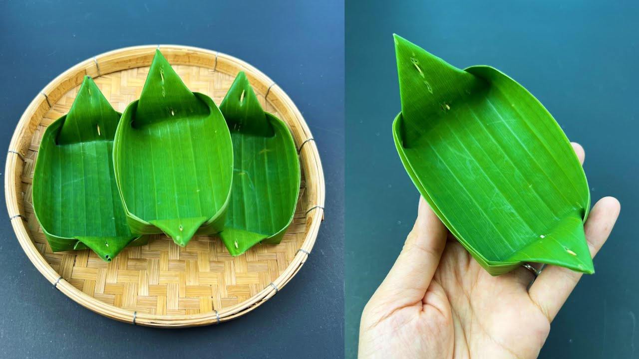 กระทงใบตองใส่อาหาร | Diy Banana Leaves for food container.
