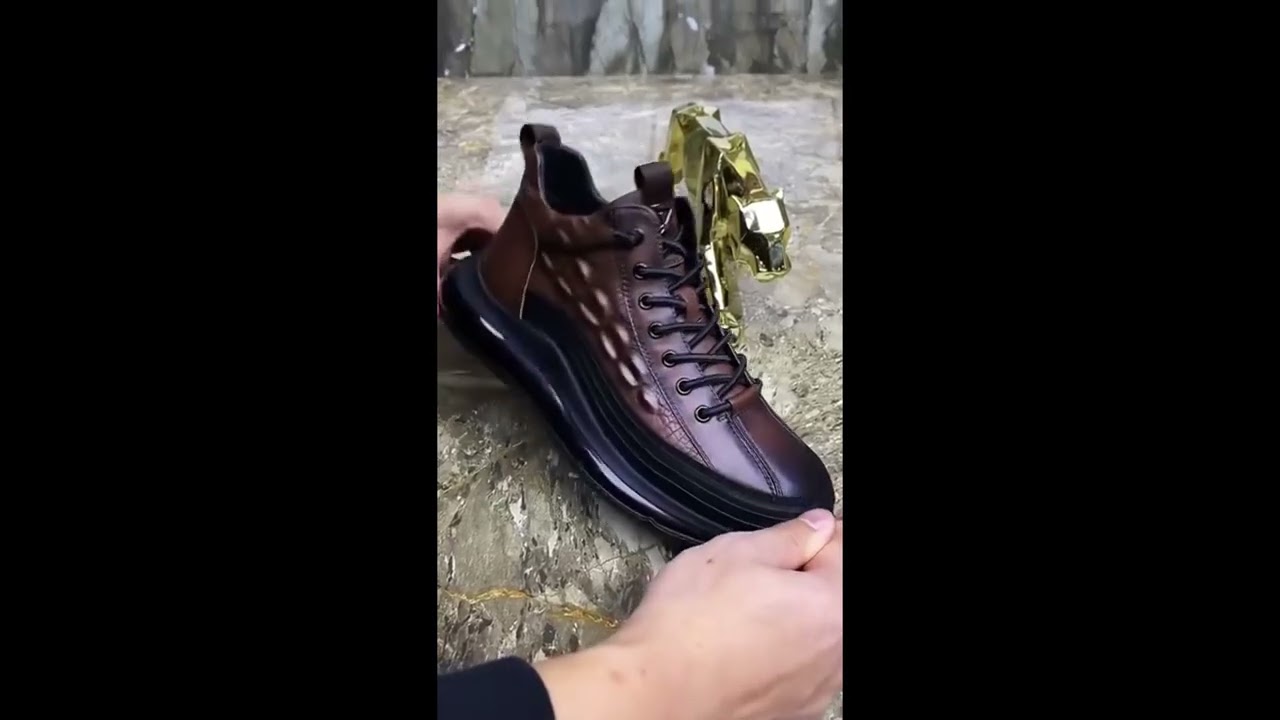 【39-45】Modne włoskie buty męskie ze sk&oacute;ry bydlęcej, wz&oacute;r krokodyla, podeszwy na poduszkach powietrzn