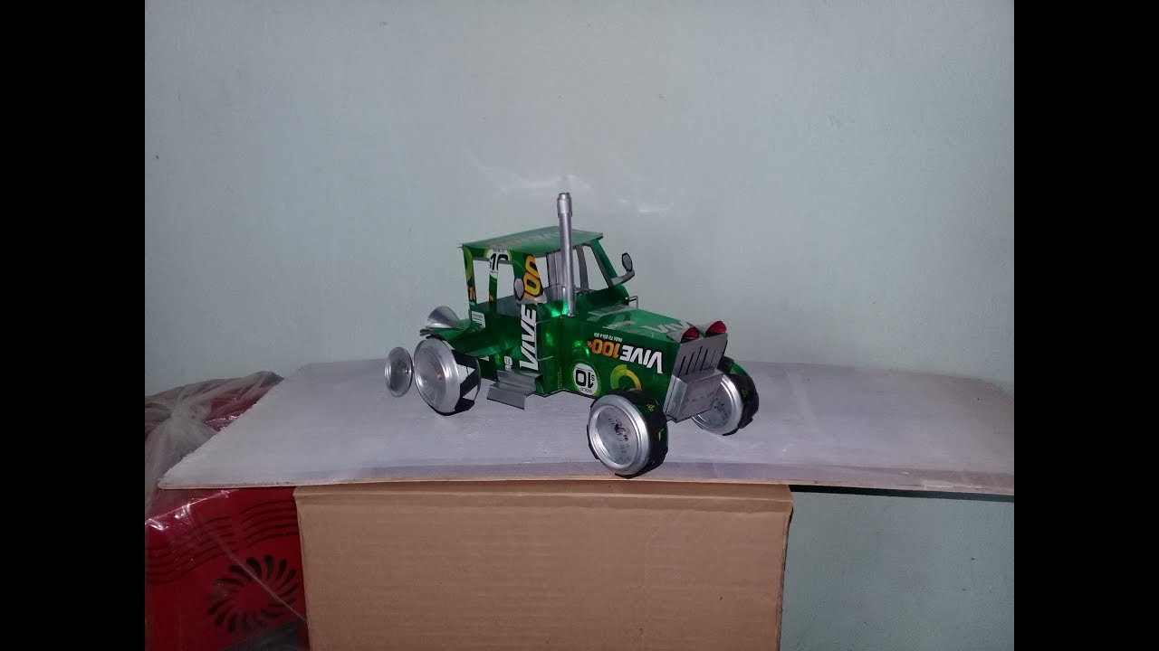 Como hacer un bonito tractor de latas de aluminio,,, TUTORIAL