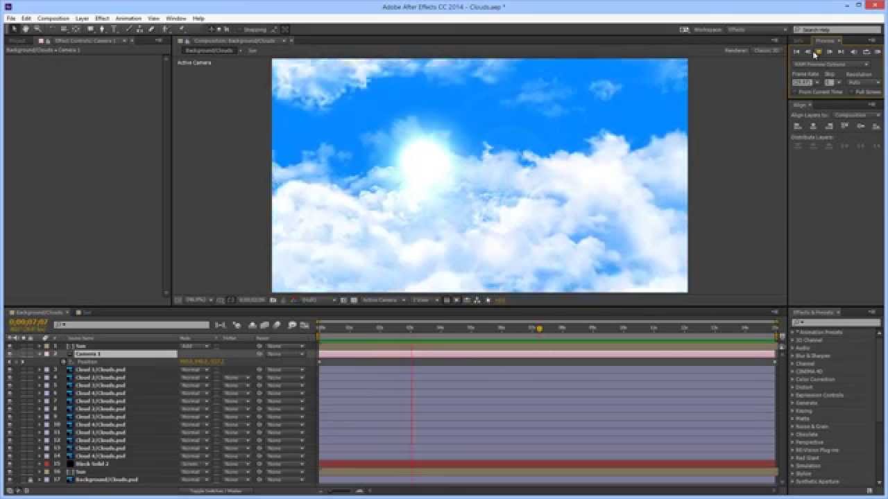 Cloud Fly-Through using After Effects