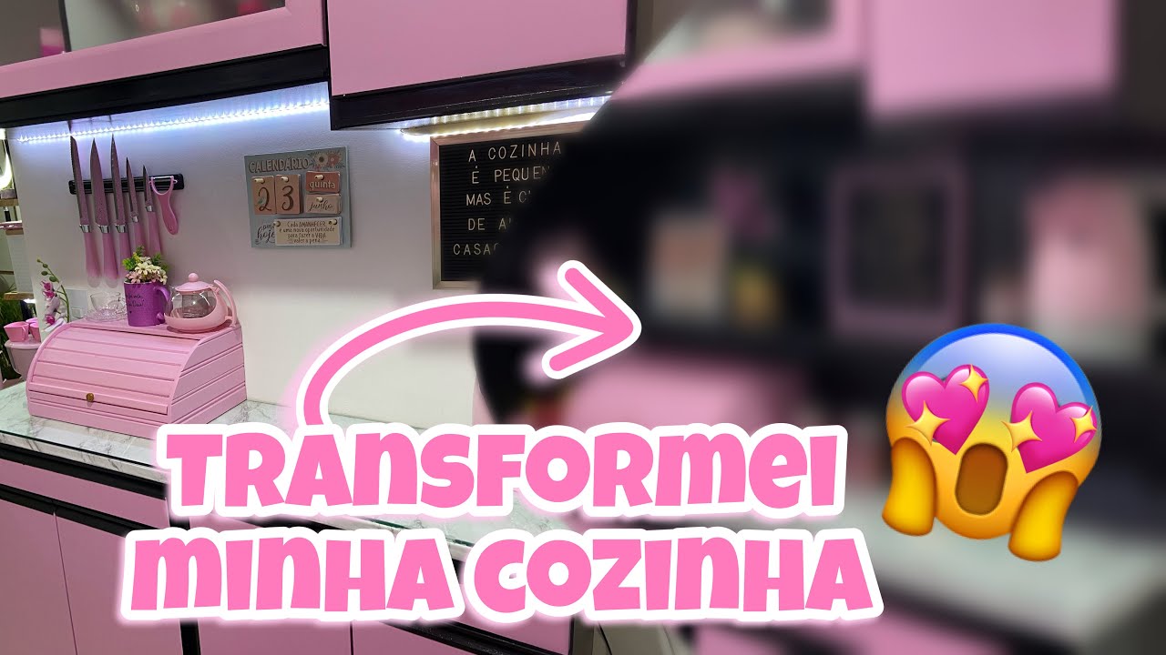 TRANSFORMAÇÃO COZINHA ROSA E PRETA | MUDOU MUITO
