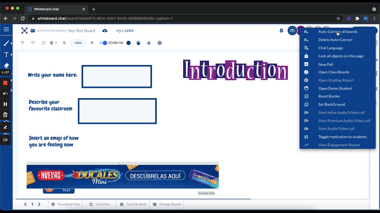 Viewing Student Boards at Whiteboard.Chat in Real-Time