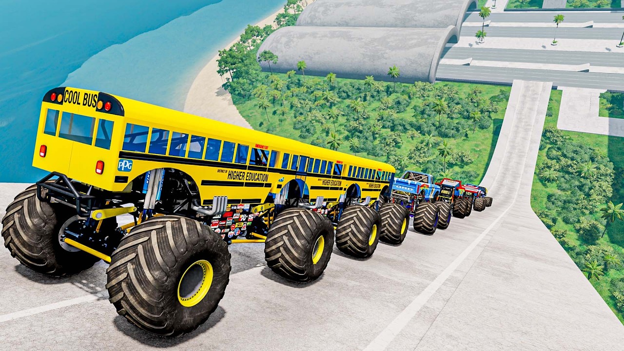Epic High Speed Monster Jumps #202 | Monster Trucks & Cars - Beamng Drive