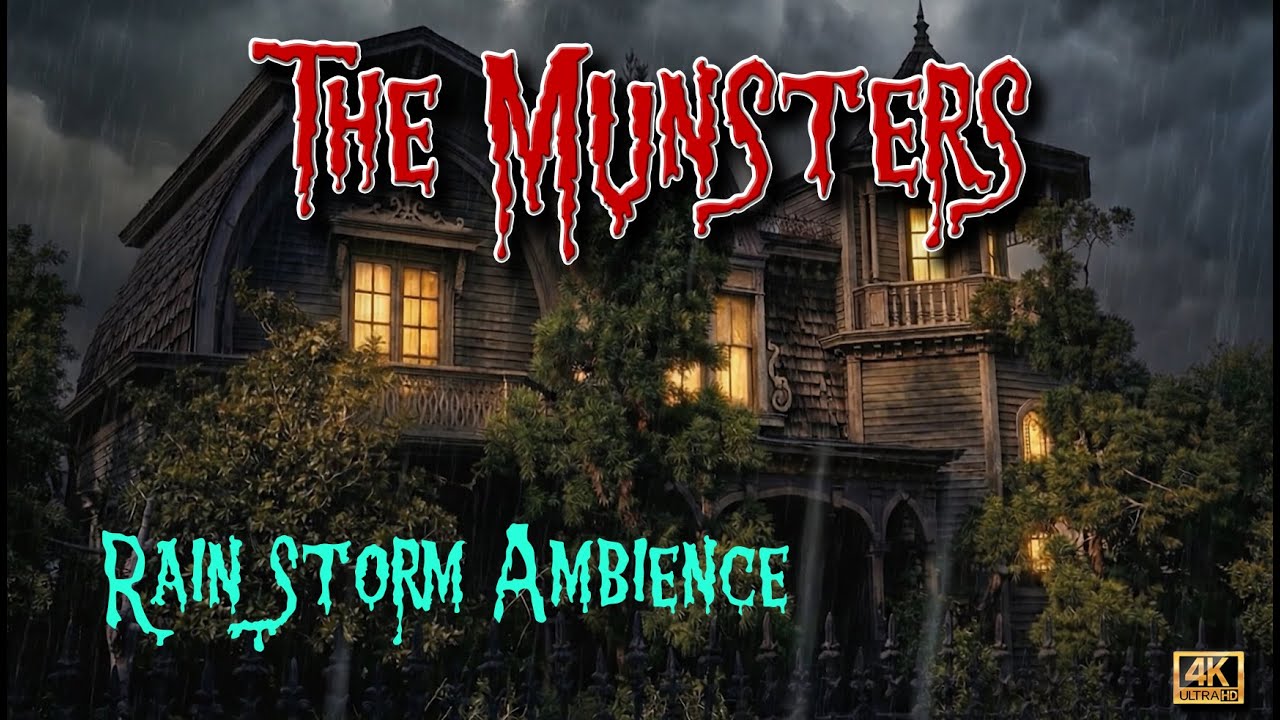 The Munsters House in a Rain Storm 🌧️ Ambience & Relaxing Rain Sounds for Sleep, Study & Relaxation