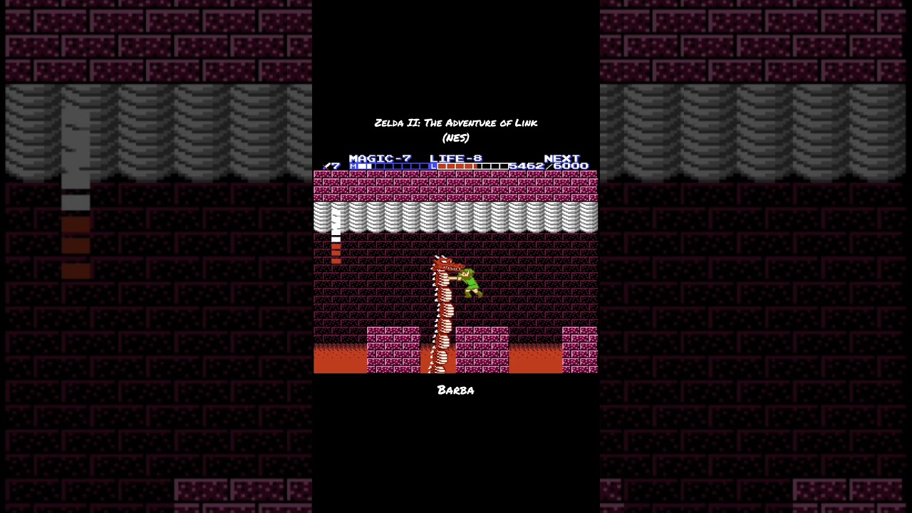 Zelda II: The Adventure of Link (NES) - Barba boss fight 