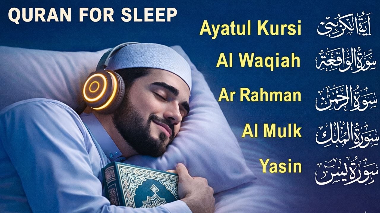 Uyqu uchun Qur'on  Dam olish uchun tinchlantiruvchi oyatlar  Oyat Kursiy, Yasin, Arrahmon Ala Aqel