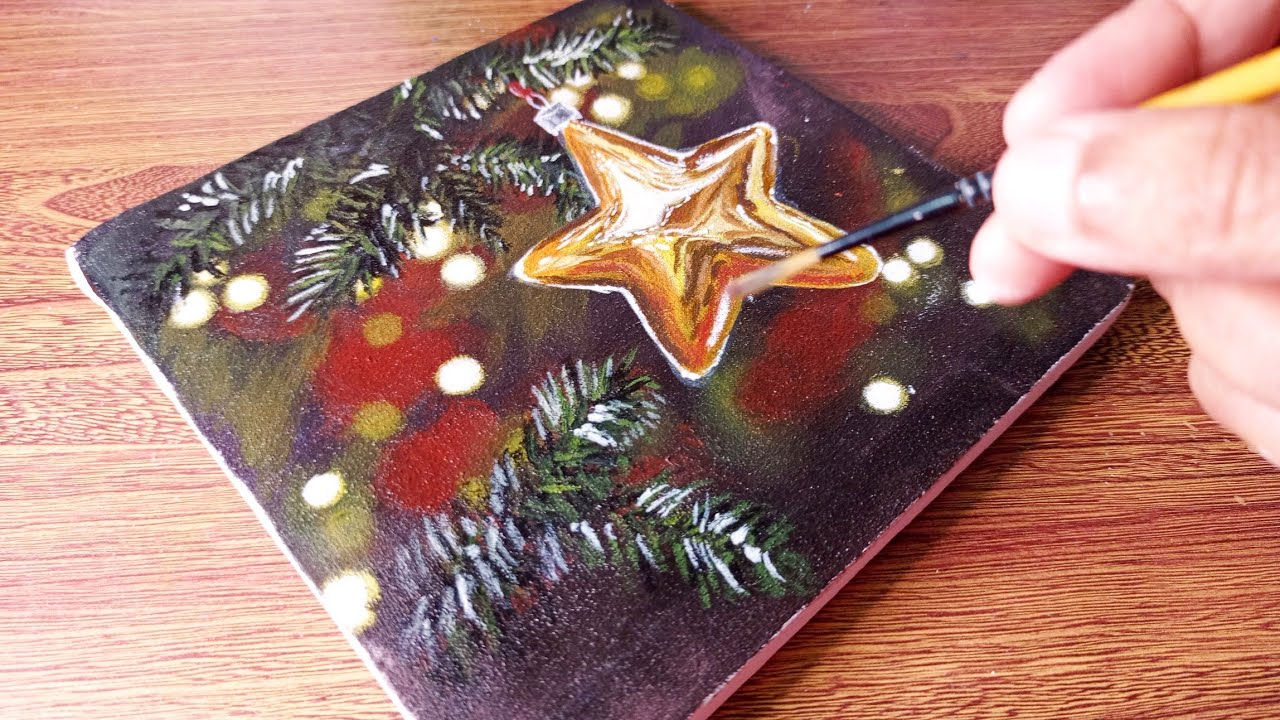 Christmas Painting | How to Draw Cristmas Ornament | Acrylic Painting for Beginners
