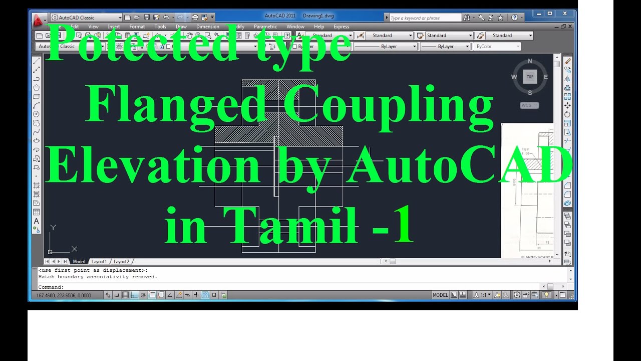 Flanged Coupling Elevation by Auto CAD in Tamil - 1