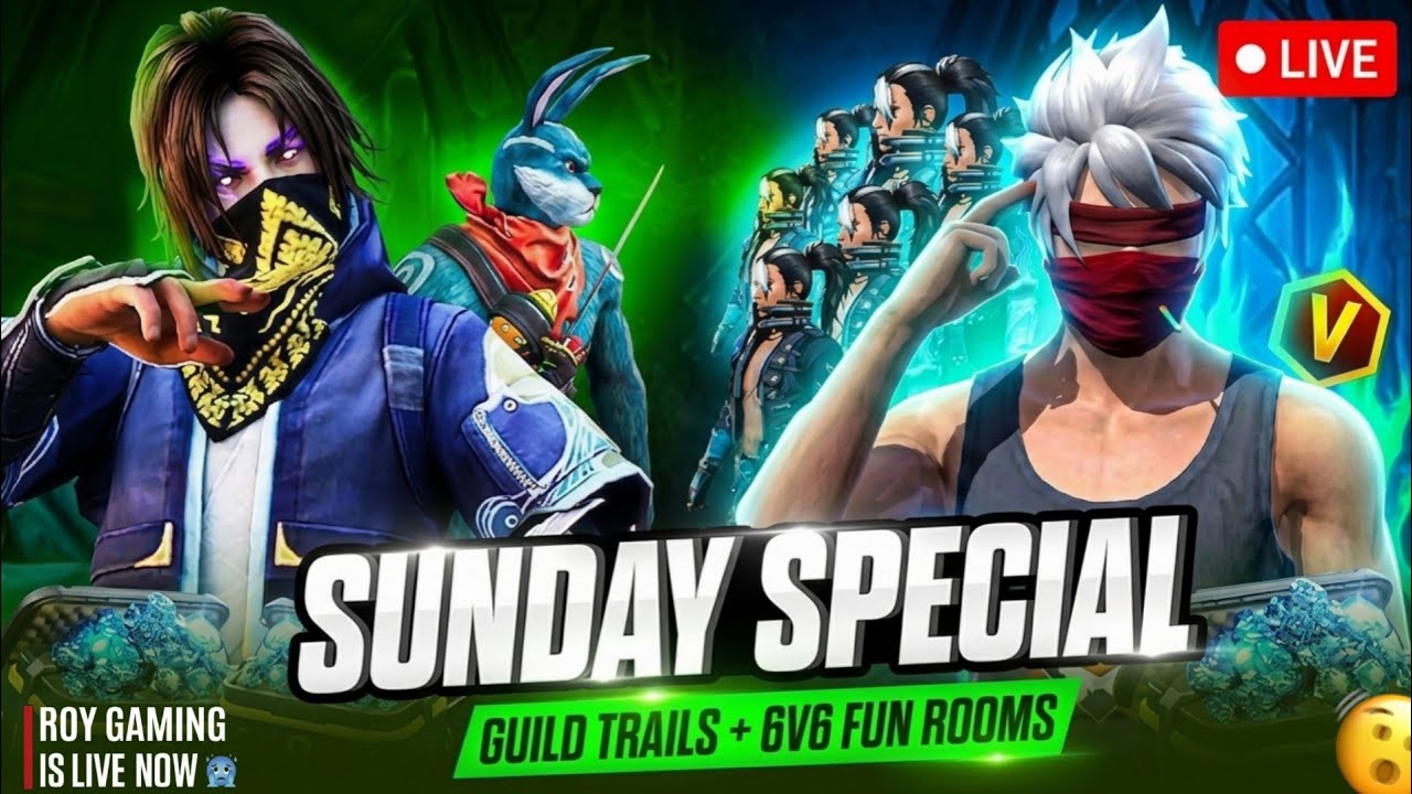 ROY GAMING TELUGU  IS LIVE 1V2 KOTTU 50 PATTU🤑/ RG GUILD TRAILS 😍1V1,1V2,1V3,4V4 #FF #ROY GAMING