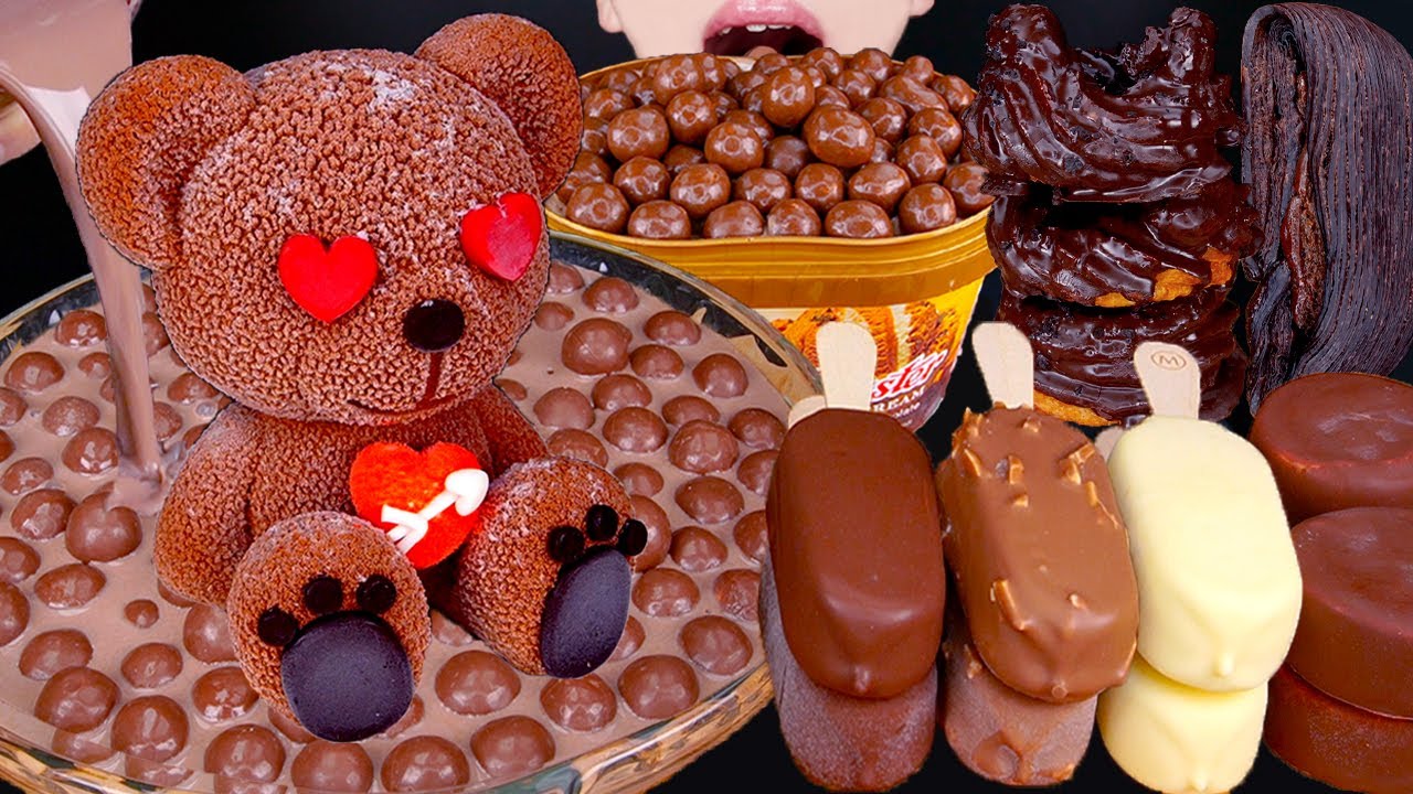 ASMR BASKIN ROBBINS CHOCOLATE ICE CREAM CAKE MALTESERS MAGNUM NUTELLA DESSERT MUKBANG먹방EATING SOUNDS