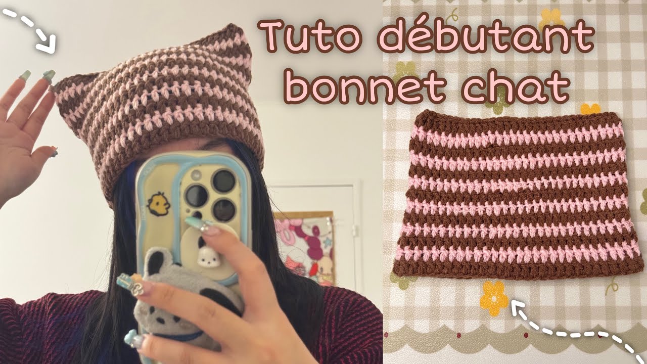 Crochet bonnet chat pour débutant - facile ♡