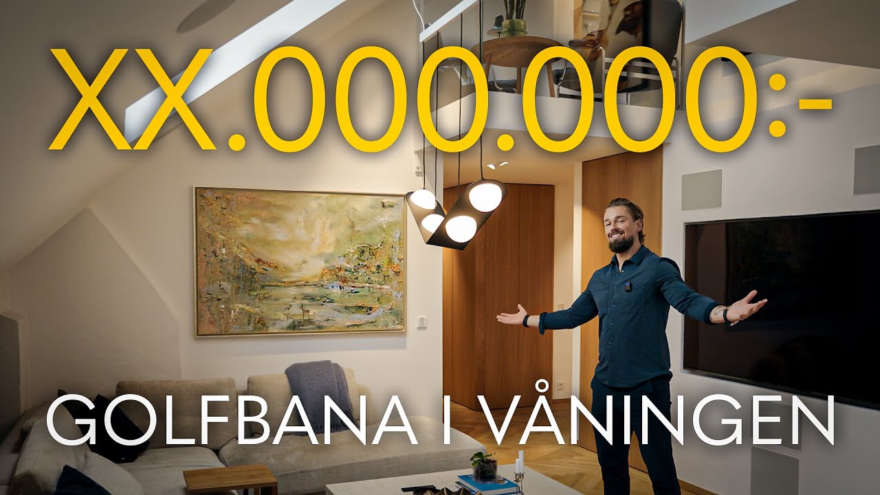 Tour inuti LYXVÅNING i Vasastan/Östermalm (TVÅ plan, gym och putting green)