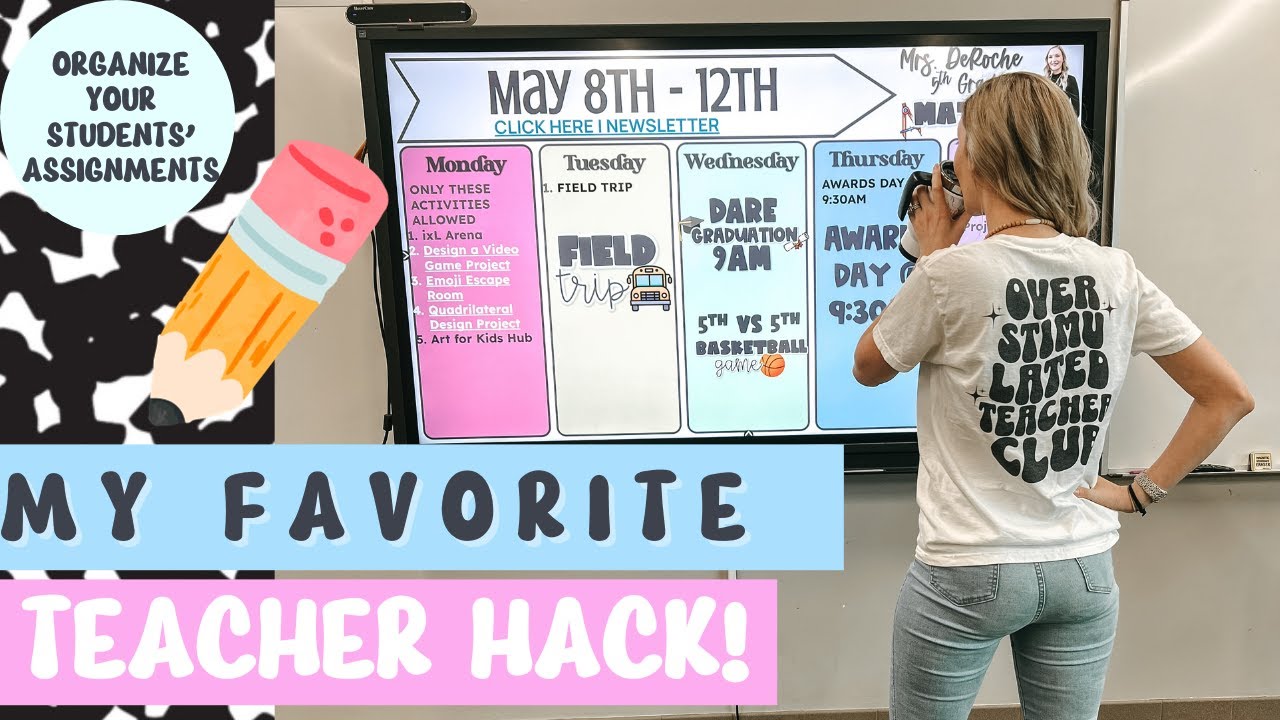 Favorite Teacher Hack, Digital Daily Assignment Slides, Organize your Students' Assignments