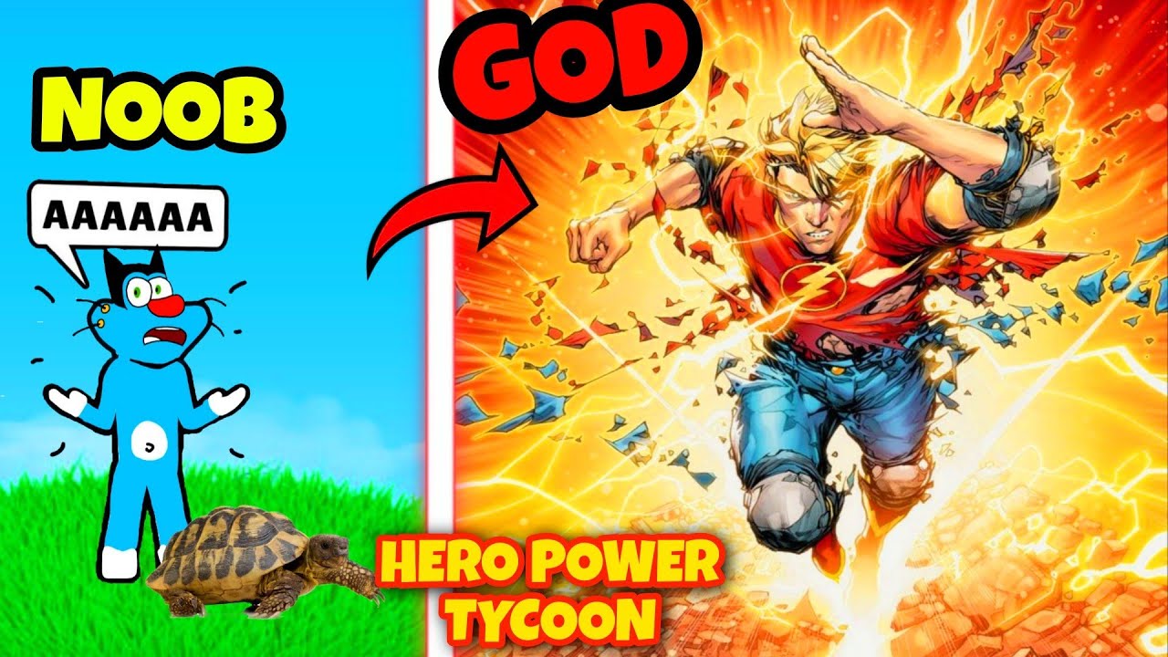 OGGY BECAME GOD LEVEL FLASH IN HERO POWER TYCOON (ROBLOX)