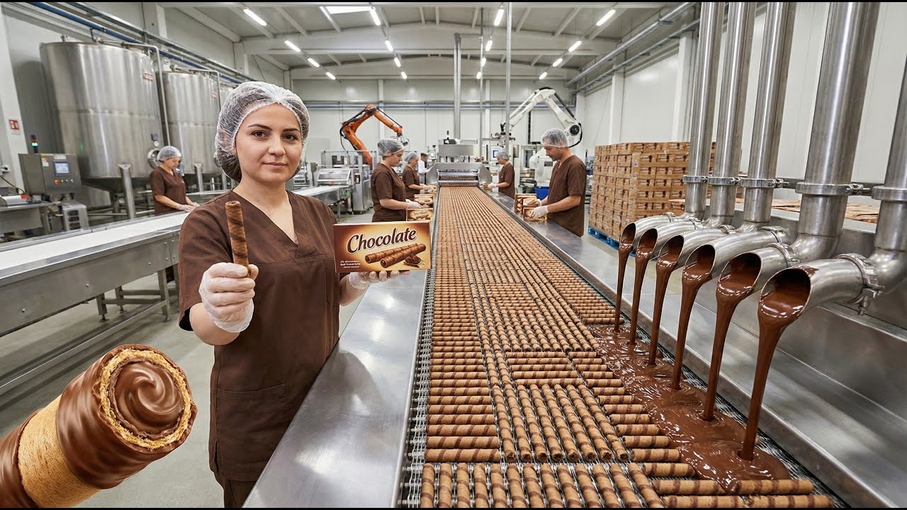 Inside a Wafer Roll Factory: How Chocolate Wafer Rolls Are Made