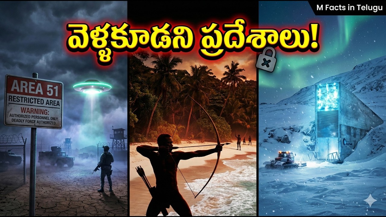 ప్రపంచంలో అత్యంత రహస్యమైన 3 ప్రదేశాలు 😱 | Area 51 | Sentinel Island | Global Seed Vault | M FACTS