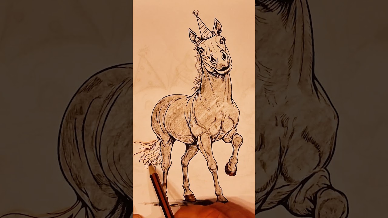 Relaxing Coloring | Goofy Horse in a Party Hat | Animals in Party Hats Series