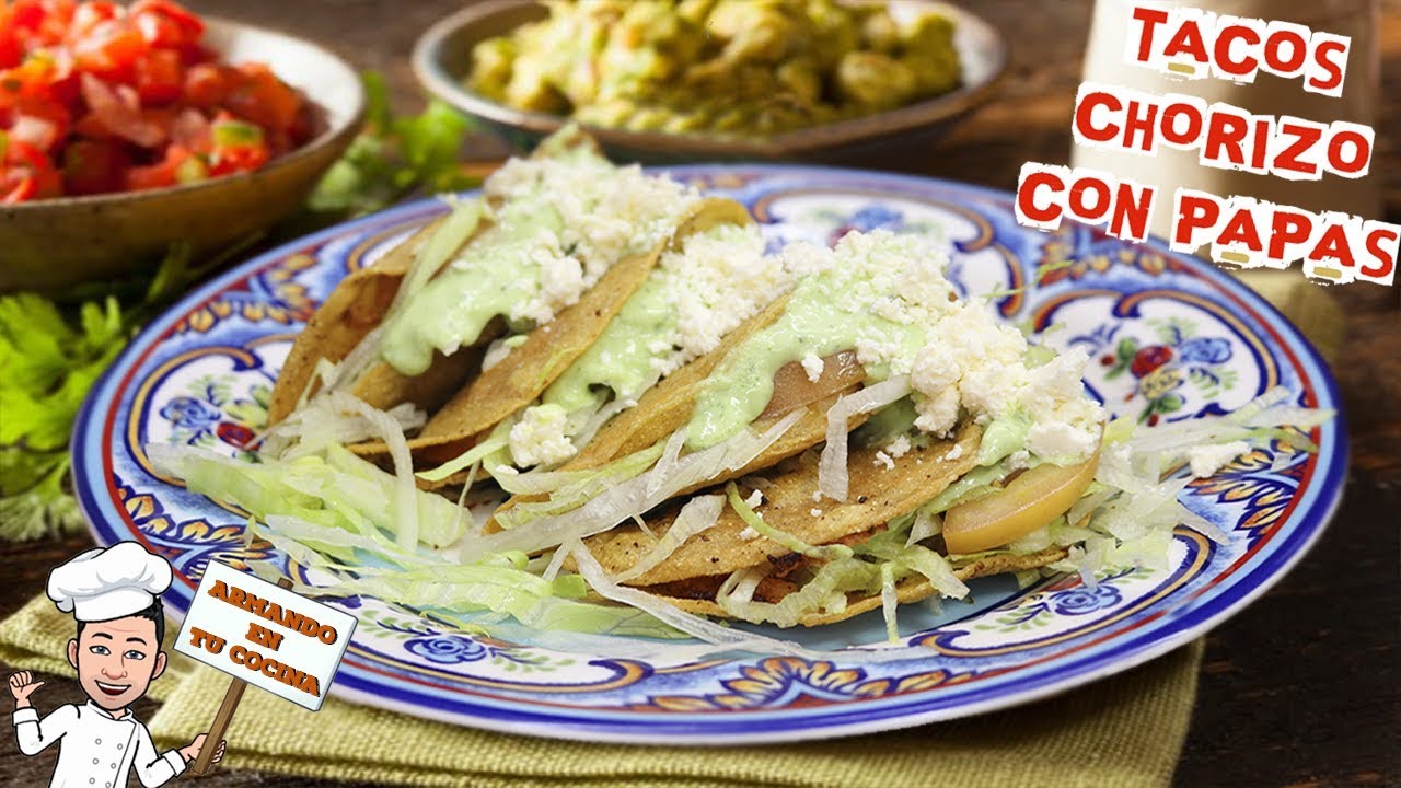 Tacos de papa con Chorizo